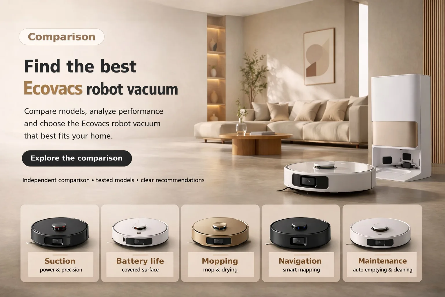 Comparison of Ecovacs Deebot robot vacuums: find the best model for your home